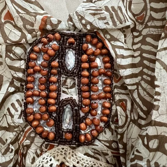 Sangria Womens Sz 12 Silk Dress Beaded Floral Boho Cottagecore Y2K Phoebe Buffay - Picture 4 of 12